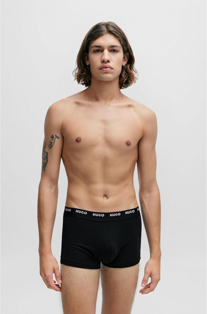 HUGO Herren Trunk Five Pack Fünfer-Pack Boxershorts aus Stretch-Baumwolle mit Logos am Bund XL Blau,