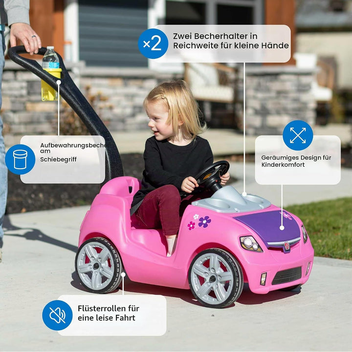 Step2 Whisper Ride Kinderauto/Rutscher in Rosa | Spielzeug Auto mit Schiebestange | Kinderfahrzeug/R