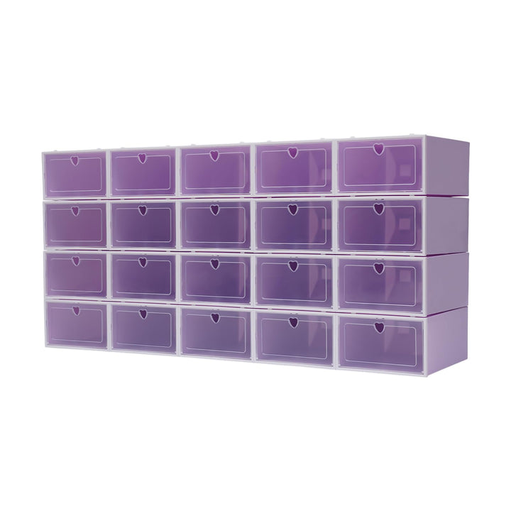 Schuhboxen Stapelbar,Klappbar Transparent,20er Set | Klappbares Design Mit Klarsichtklappe,Platzspar