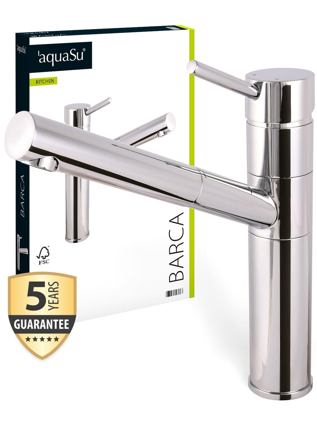 'aquaSu® Einhandmischer Barca für Spüle mit Geschirrbrause Niederdruck, 1 Stück, chrom, 78070 4 Barc