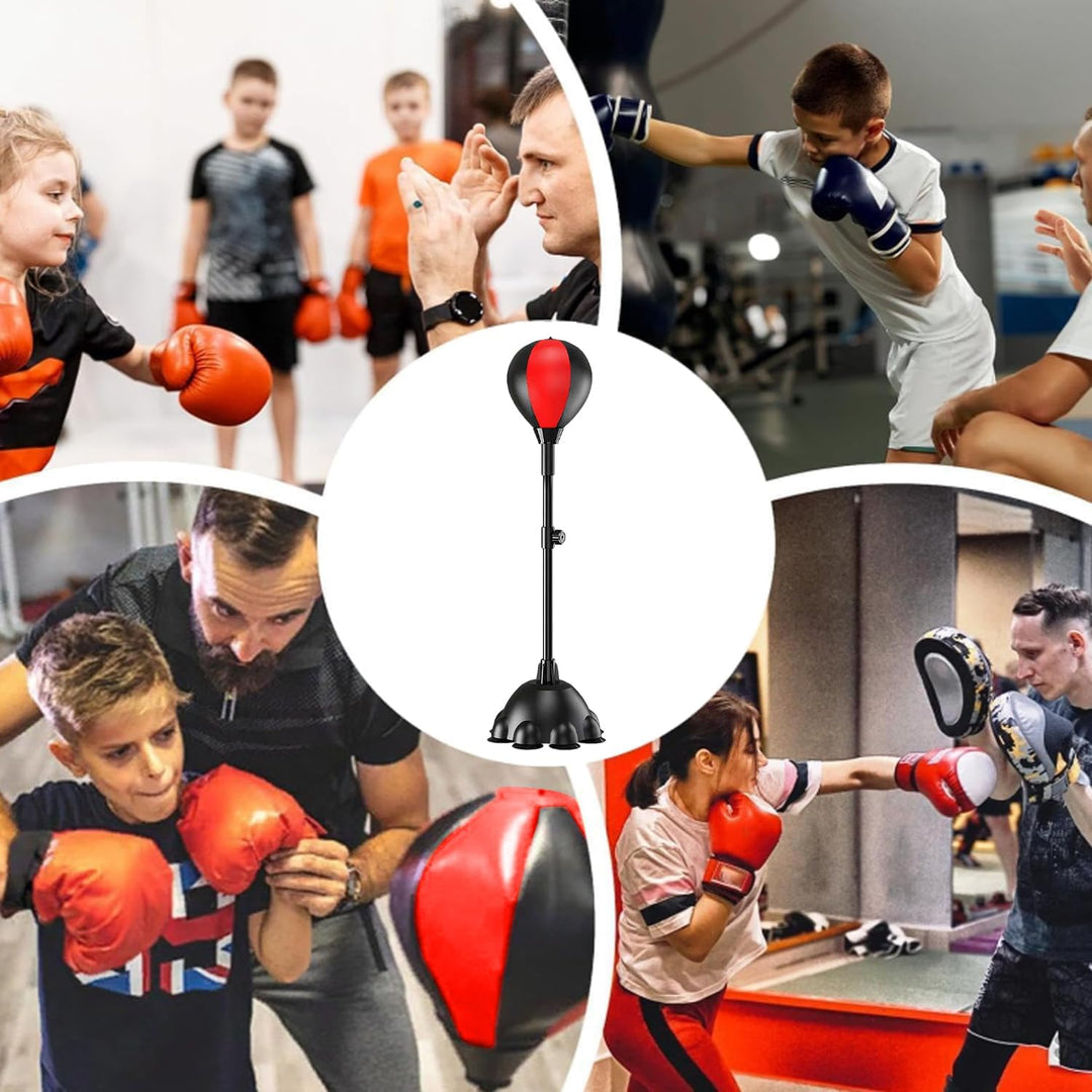 Punching Ball, 110-160cm Höhenverstellbarer Boxständer, Reflexbeutel mit Einem Leistungsstarken Saug