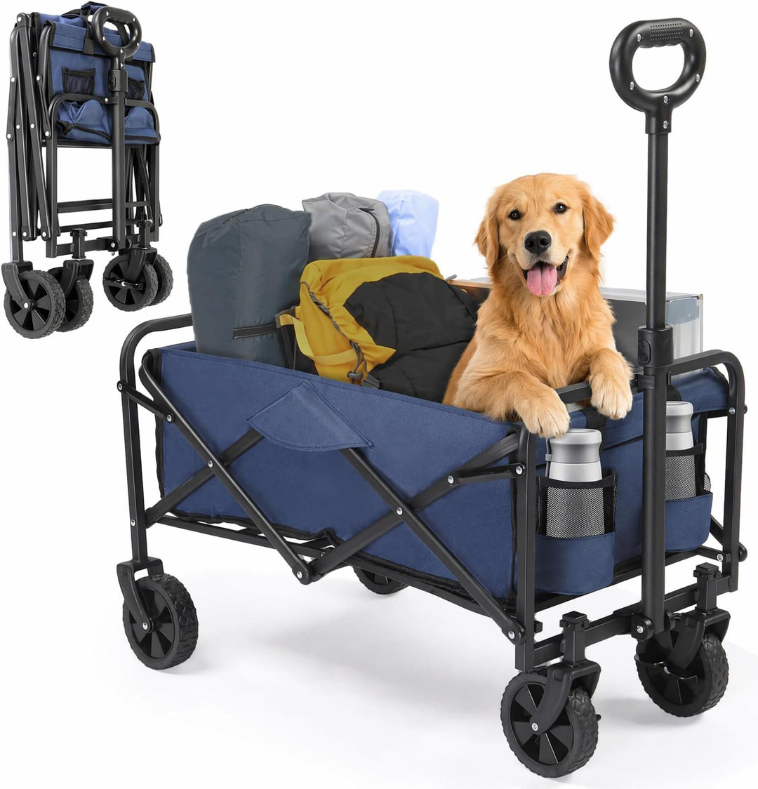 LEADZM Bollerwagen Faltbar, Handwagen 100 kg Tragkraft - für Camping, Einkäufe &amp; Outdoor, 74,5 x 45