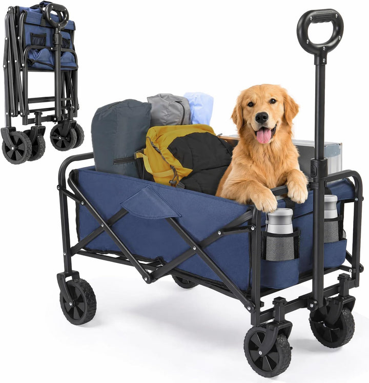 LEADZM Bollerwagen Faltbar, Handwagen 100 kg Tragkraft - für Camping, Einkäufe &amp; Outdoor, 74,5 x 45