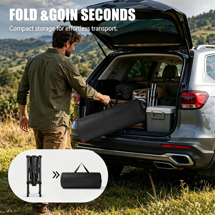 Campingtisch faltbar 96x54cm, Klapptisch Outdoor mit aufrollbarer Tischplatte, Tragbar Falttisch bis