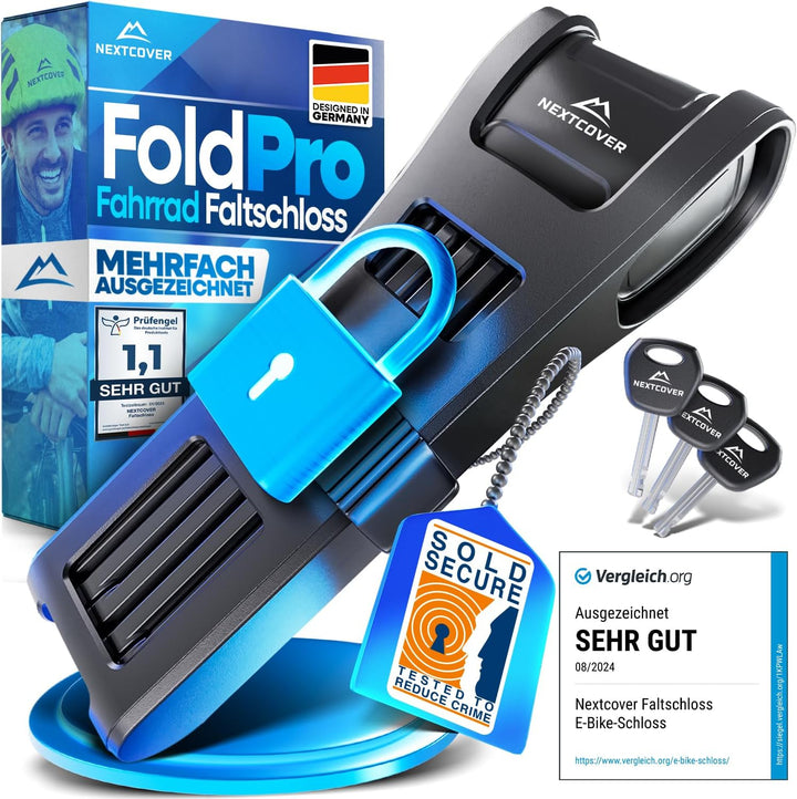 NEXTCOVER® NEU Faltschloss Fahrrad FoldPro - Das Original - mit SteelSecure-Technologie 2.0 I Robust