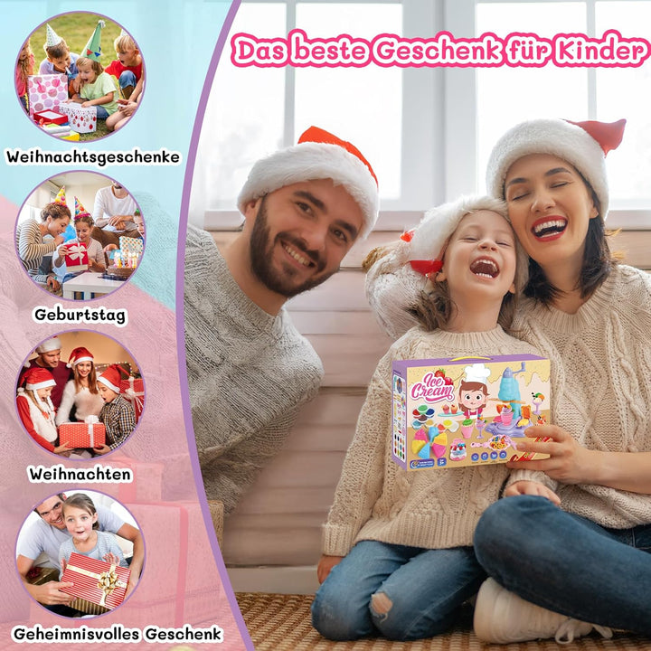 Knete Set für Kinder - Knete Eismaschine, Knete Spielküche Zubehör ab 3 4 5 6 Jahre, Kinderknete Kit