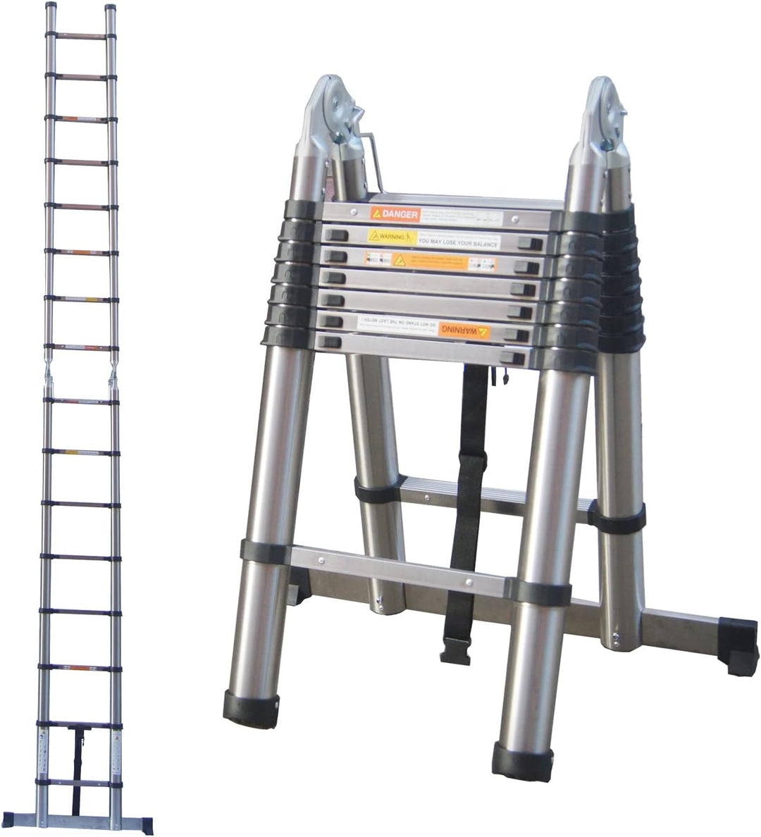 Teleskopleiter 2,6M Ausziehbare Leiter, Klappleiter Stehleiter Rutschfester, aus hochwertigem Edelst