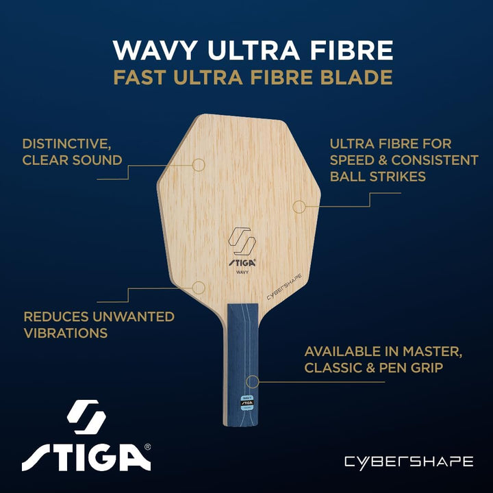STIGA Wavy Ultra Fibre Profi-Tischtennisholz Cybershape - Master, Cybershape - Master