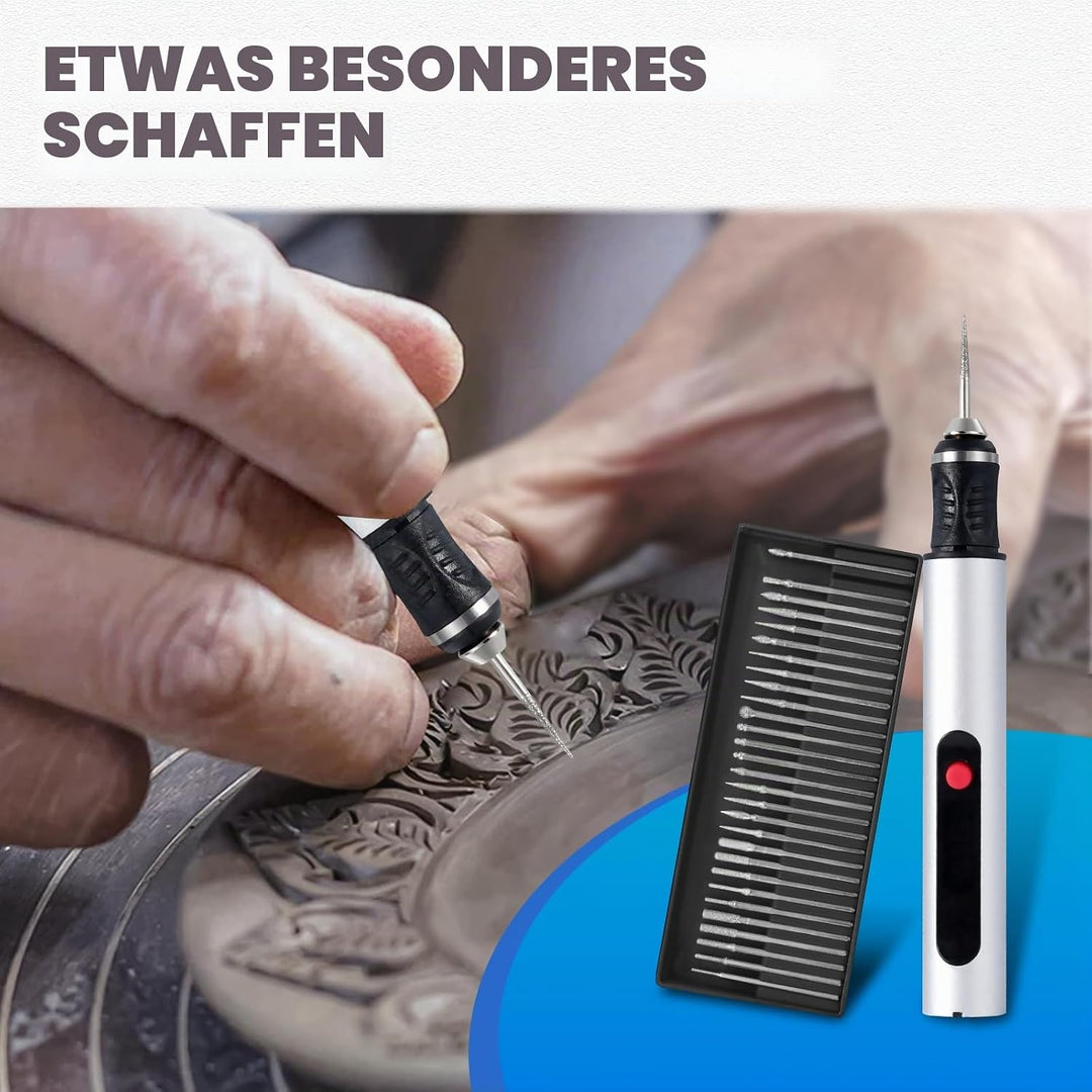 Elektrisches Graviergerät für Glas &amp; Holz, Glasgravur Set zum Gläser Gravieren, Mini Fräser Gravurse