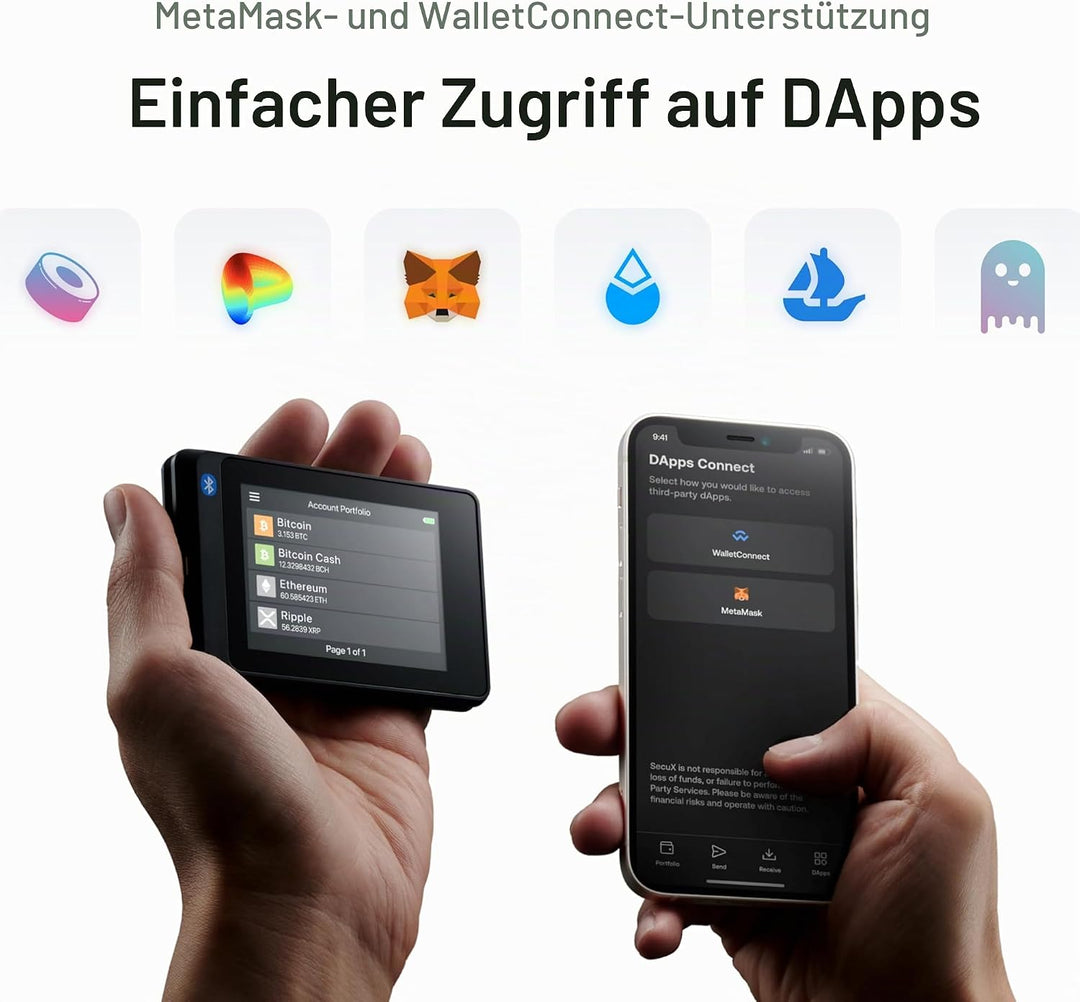 SecuX W20 - Sicherstes Crypto Hardware Portemonnaie mit Bluetooth - Grosser Touchscreen - Verwalten