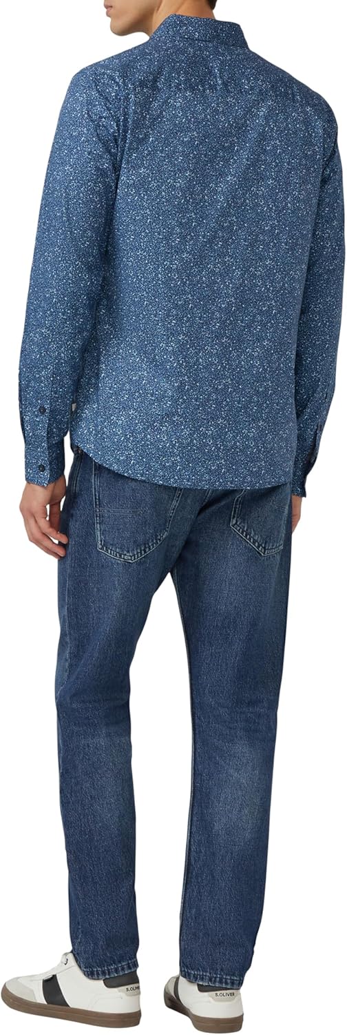 s.Oliver Slim Fit: Hemd aus Baumwollstretch mit All-over-Print M 58a0_tiefblau, M 58a0_tiefblau
