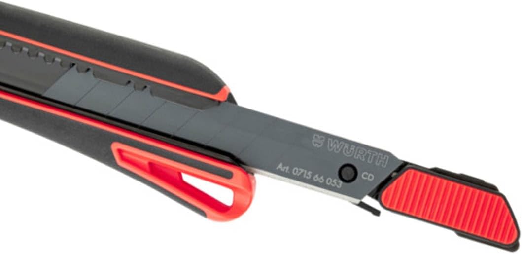 Würth 2K Cuttermesser 18mm inkl. 3 + 10 Abbrechklingen extrem scharf schwarz 071566295 Teppichmesser