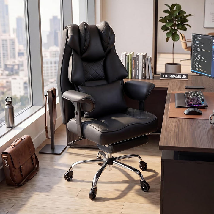 Ergonomischer Bürostuhl 200kg, XXL Chefsessel Fussstütze Homeoffice | XXL Schreibtischstuhl Ergonomi