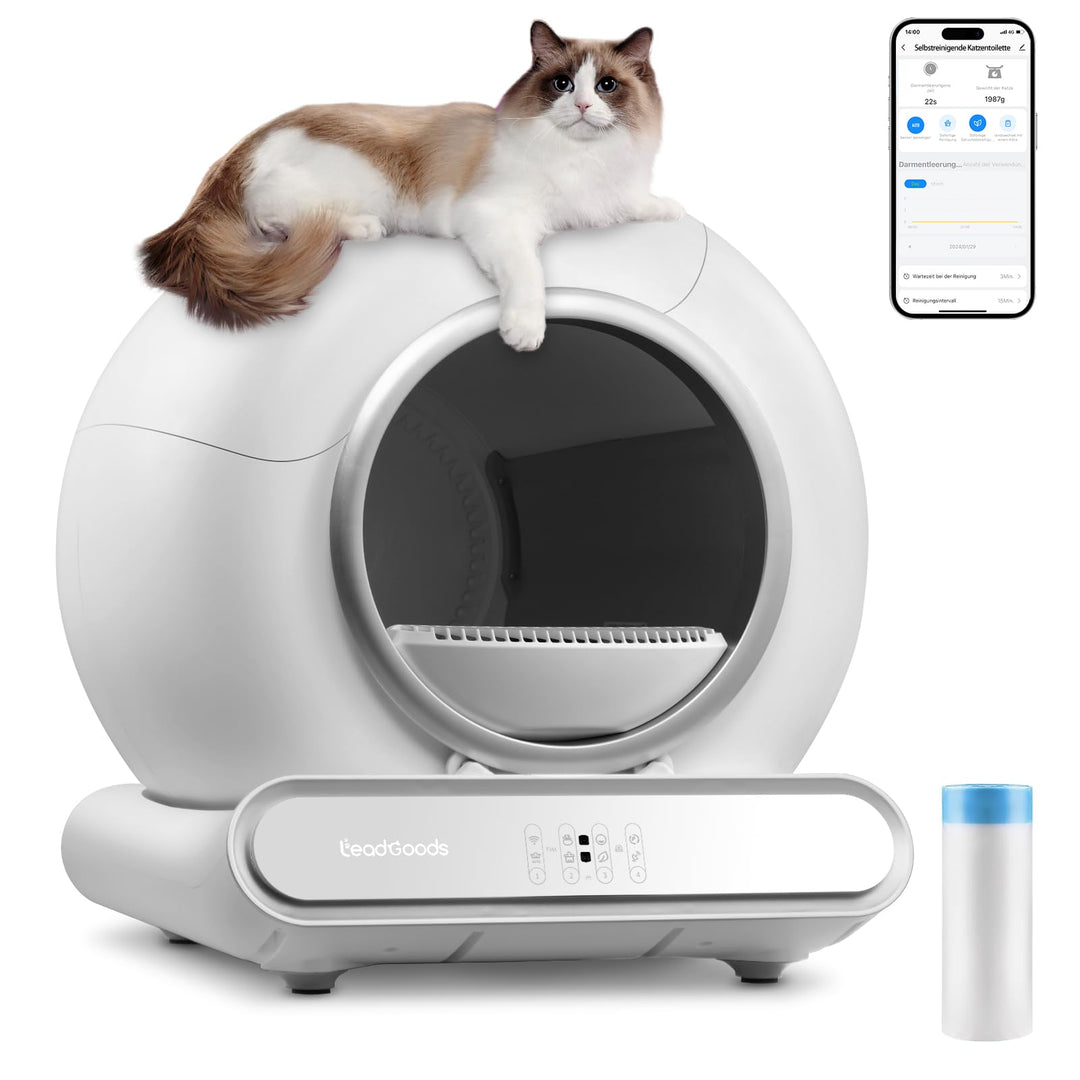 Katzenklo Selbstreinigend Katzentoilette Elektrische 65L, Gross Automatisches Katzenklo, Niedriger E