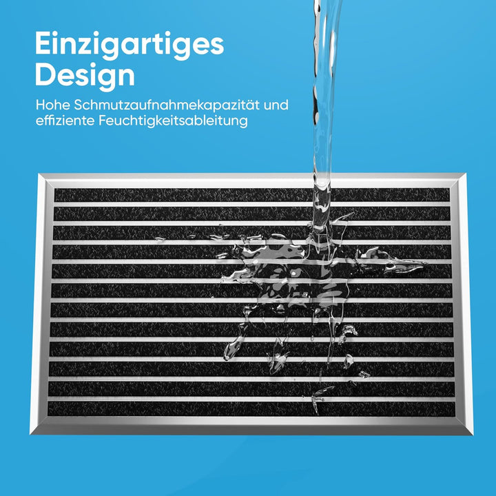 Fussmatte aussen grau 40 x 60 cm, Aluminium Fussmatten, Fussabtreter aussen, Schmutzfang Alu, Schmut