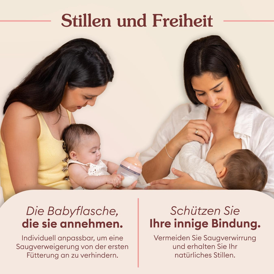 Set aus personalisierter Anti-Kolik-Silikonflasche + Sauger, anatomisches Design, mit zusätzlichem S
