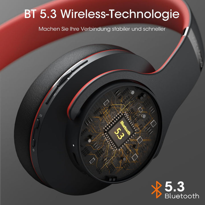 DOQAUS Bluetooth Kopfhörer Over Ear, Bis zu 90 Std Kabellose Kopfhörer mit 3 EQ-Modi,HiFi Stereo Fal