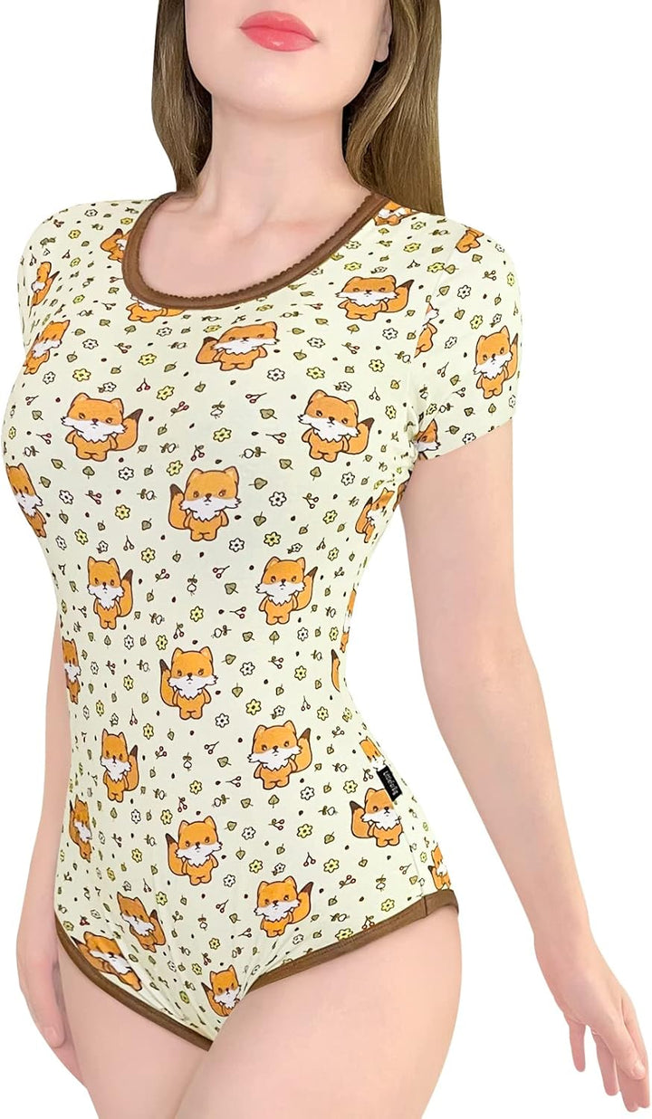 LittleForBig Baumwolle Strampler Onesie Pyjamas Bodysuit-Waldfuchs Strampler Braun XXL, Braun XXL