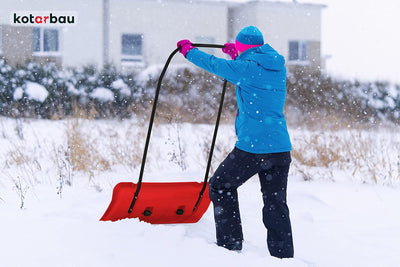 KOTARBAU® Schneeschieber mit Rädern Schneeschaufel 80 cm Schneewanne mit Alu-Profilkante Schneeschip