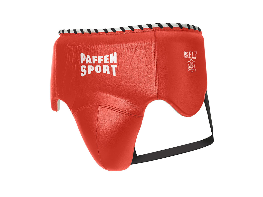 Paffen Sport «PRO Mexican» Wettkampf- und Sparrings-Tiefschutz für das Boxen aus Echtleder rot M/L,