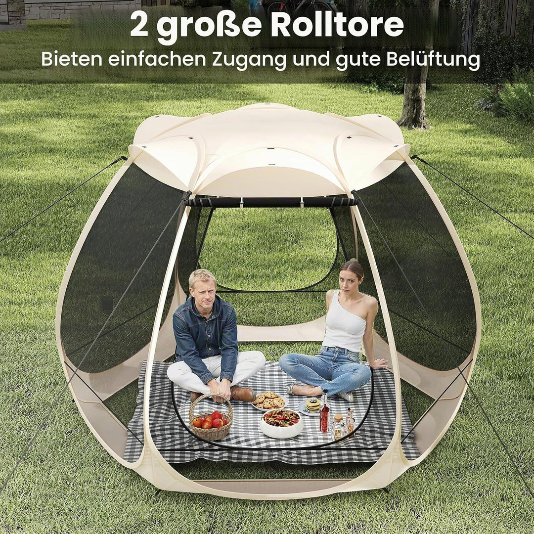 FANTASK Pop-Up-Zelt, faltbares Pavillon mit Rundum-Mesh &amp; Tragetasche &amp; Sonnendach, Sonnenschutzzelt