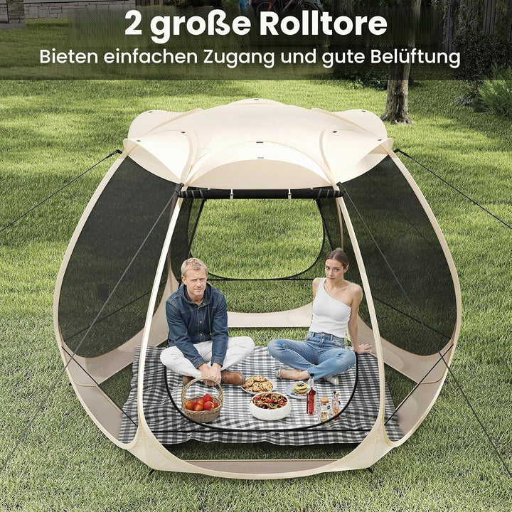 FANTASK Pop-Up-Zelt, faltbares Pavillon mit Rundum-Mesh &amp; Tragetasche &amp; Sonnendach, Sonnenschutzzelt
