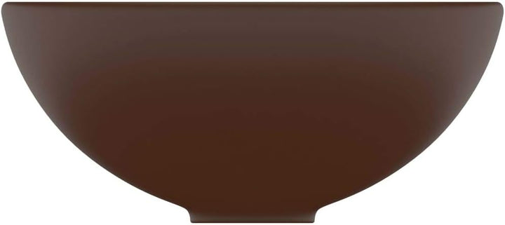 HOMIUSE Luxus-Waschbecken Rund Matt Dunkelbraun 32,5x14 cm Keramik Waschbecken Waschtisch Aufsatzwas