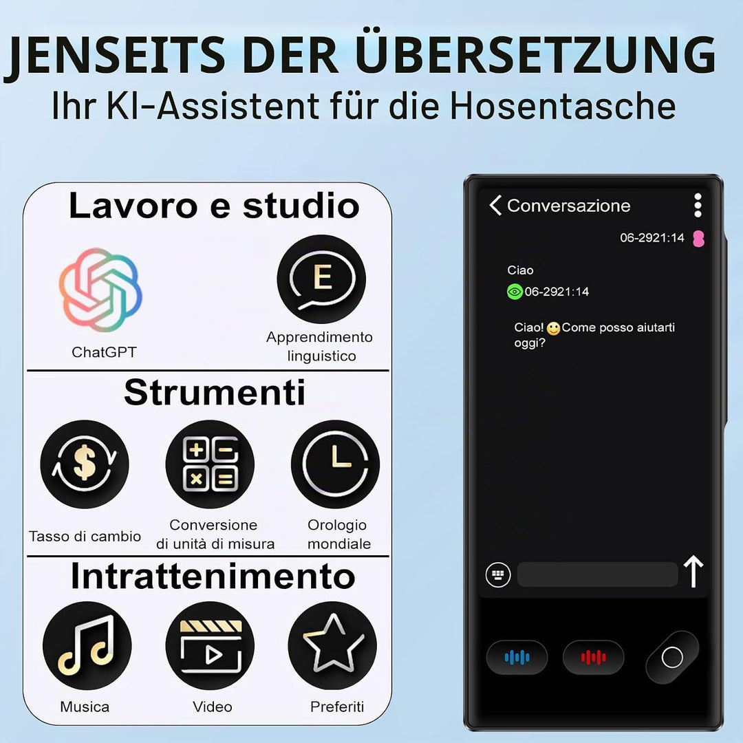 Sprachübersetzer Ohne Internet, Tragbar Übersetzungsgerät mit 148 Sprachen und Deutsch Offline, Ki Ü