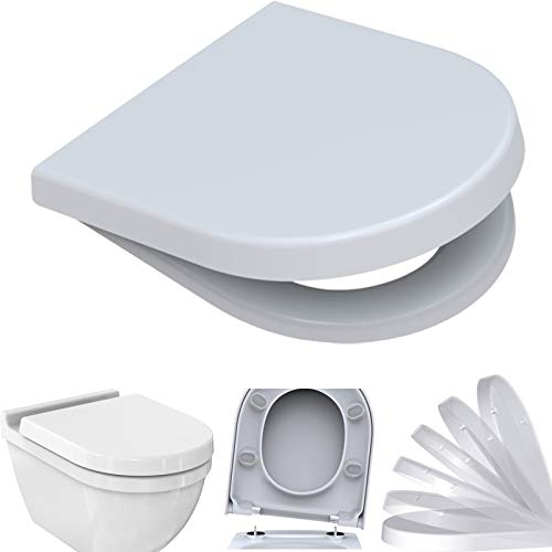 WC-Sitz für Duravit STARCK 3 mit Absenkautomatik SoftClose D-Form Edelstahlscharnier antibakterielle