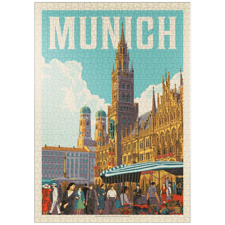 Deutschland: München, Vintage Poster - Premium 1000 Teile Puzzle - MyPuzzle Sonderkollektion von And