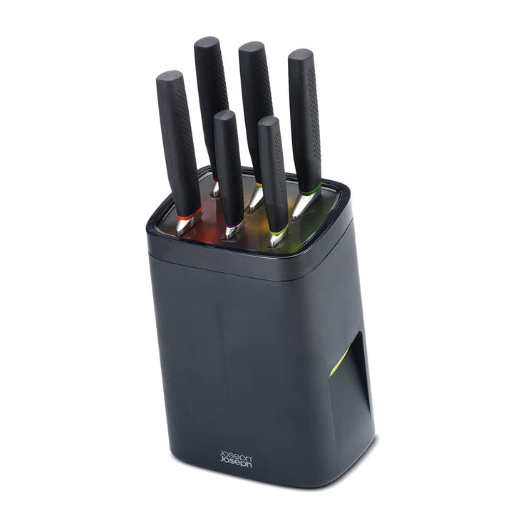 Joseph Joseph 10125 Lockblock Messerblock mit Kindersicherung inklusive 6 Messer, Edelstahl 14 x 14