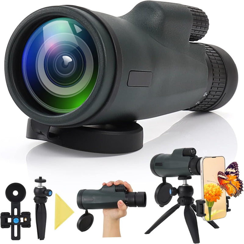 Optischer Zoom Monokular Teleskop 10-30x50, HD Monokular Fernrohr Wasserdichtes mit Smartphone Halte