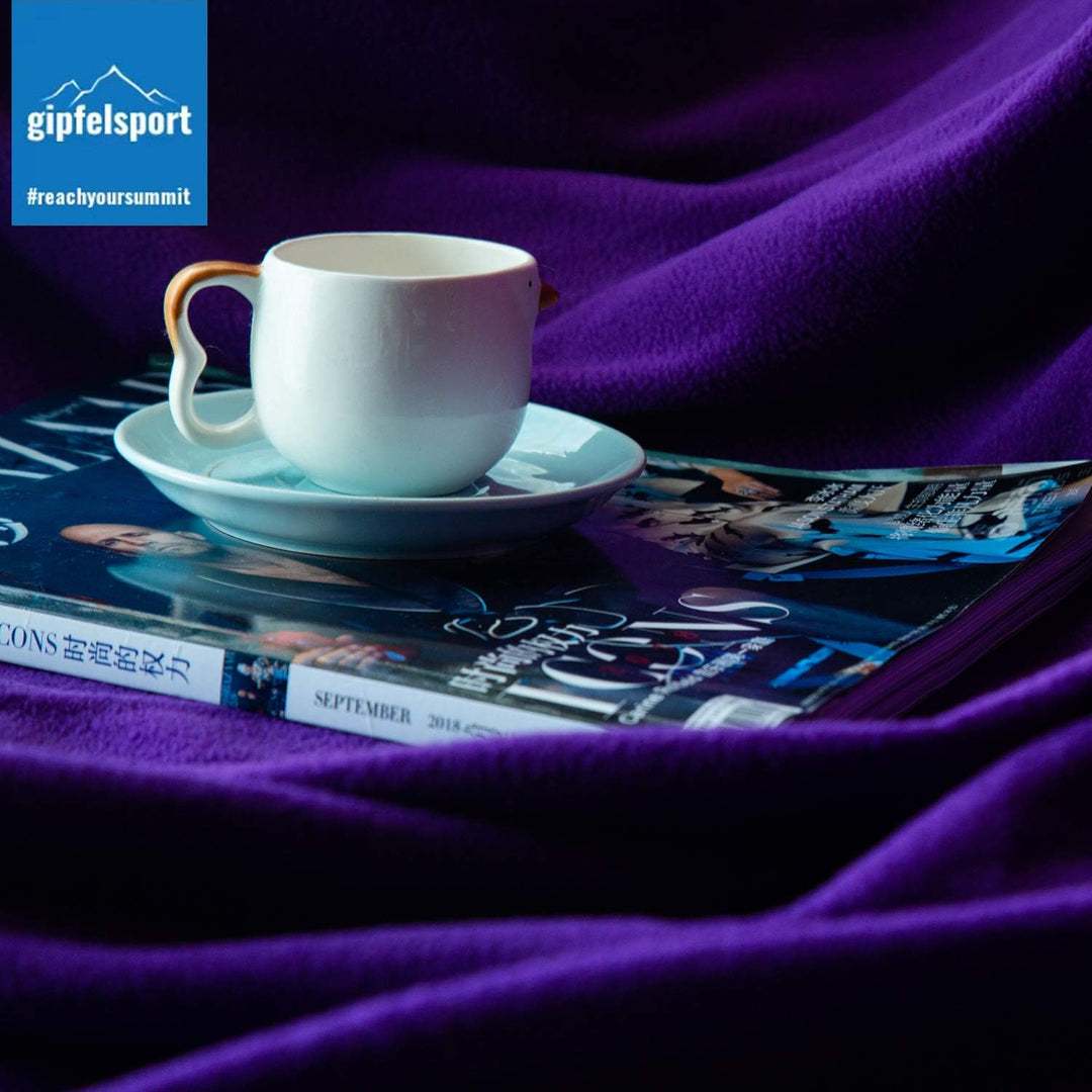 gipfelsport Mikrofaser Fleece Decke mit Schlafsackfunktion I Grösse 185 x 150cm, ca. 690 g I Microfa