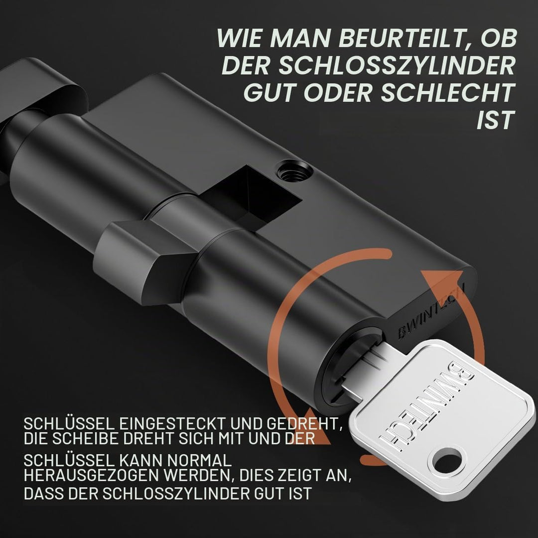 2 Stück 30T/30mm Euro Messingzylinder, 60mm Drehknauf/Schlüsselzylinderschloss mit 10 horizontalen M