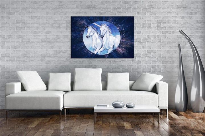 deyoli glorreiche Einhorner Format: 80x60 als Leinwandbild, Motiv fertig gerahmt auf Echtholzrahmen,