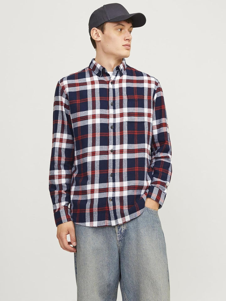 JACK & JONES Male Karohemd Slim Fit Karohemd, Navy Blazer