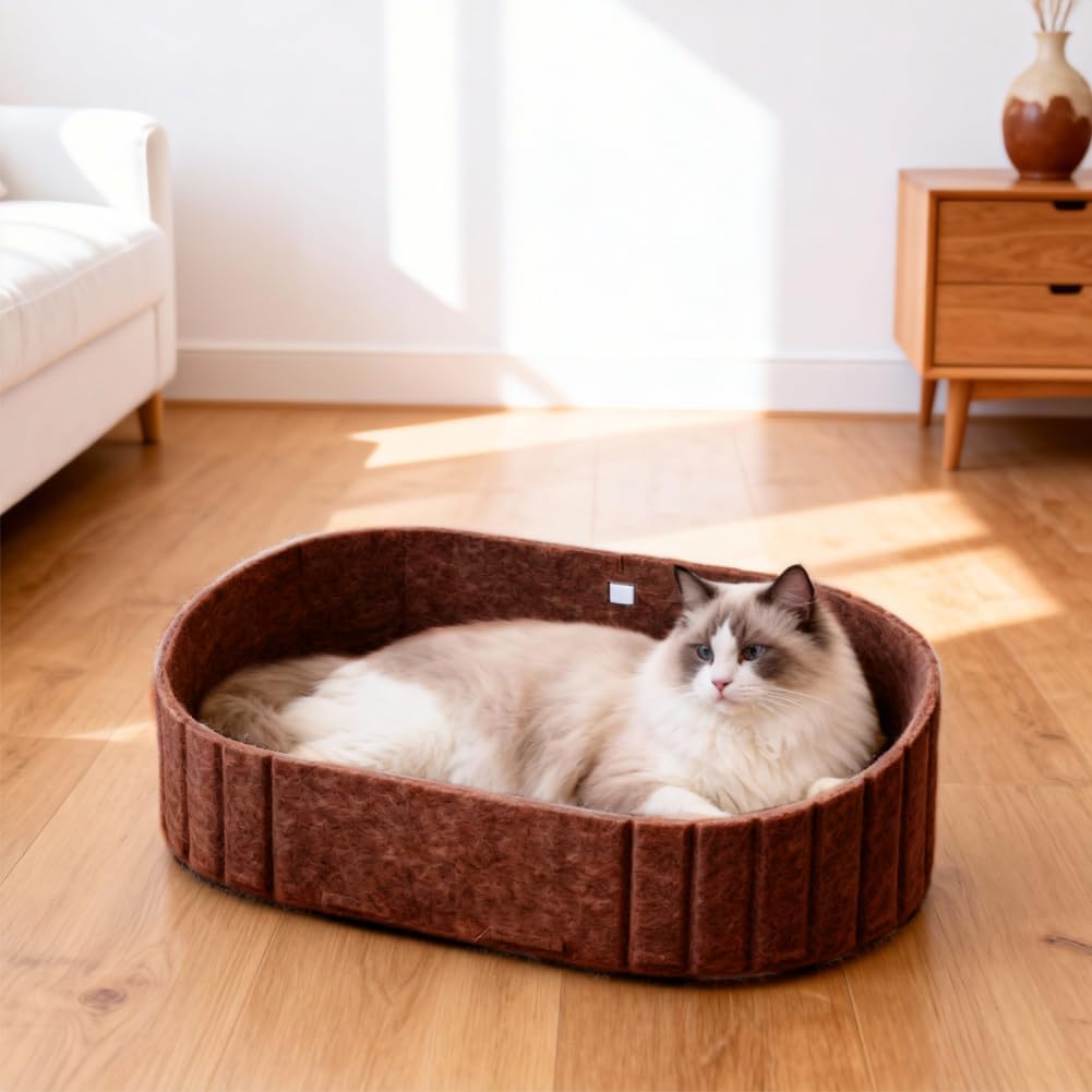 Kratzbrett für Katzen 61 cm, Grosses Kratzpappe in Sofa-Form, Runde Katzenbett aus Hochwertiger Filz