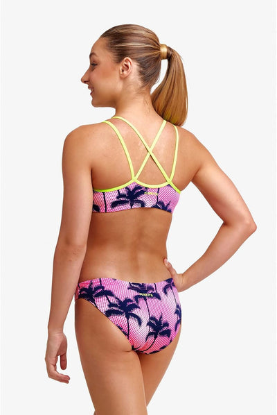 Funkita Schwimmbikini Girls Criss Cross Pop Palms - Mädchen Bikini für das Schwimmtraining 140 Mehrf
