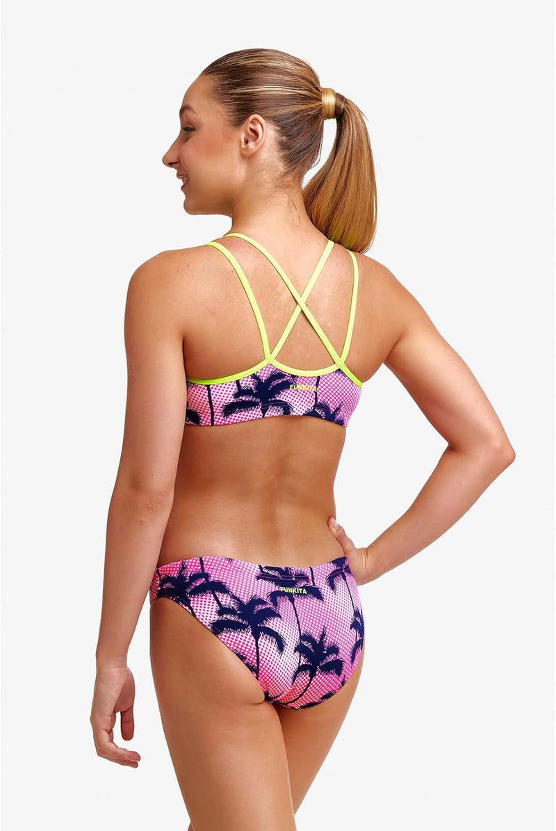 Funkita Schwimmbikini Girls Criss Cross Pop Palms - Mädchen Bikini für das Schwimmtraining 140 Mehrf