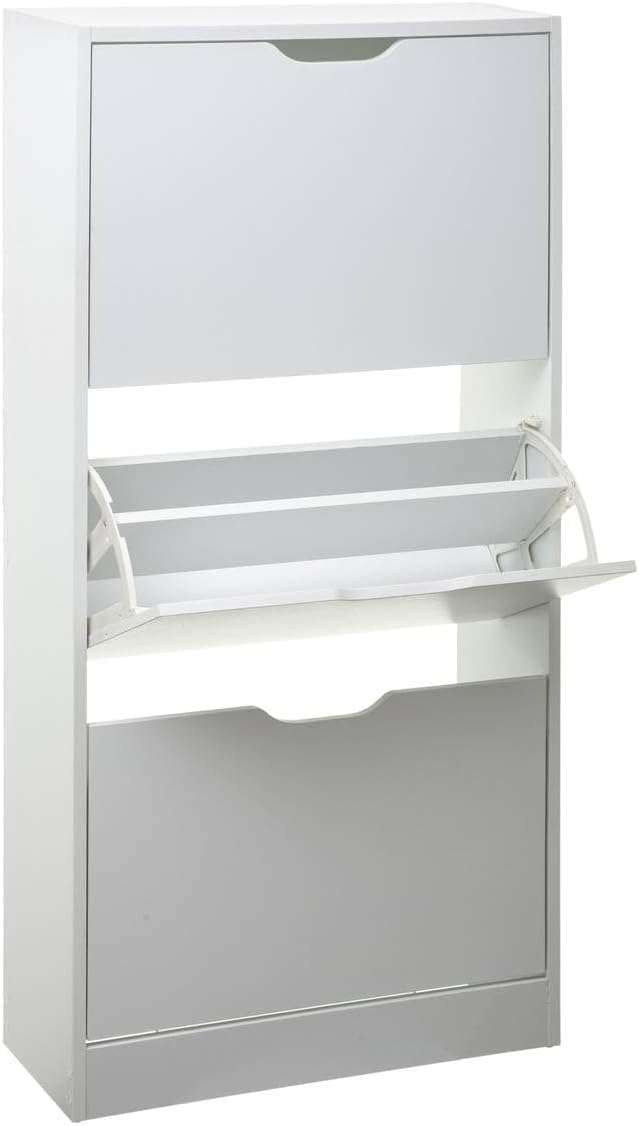 5five - schuhschrank mit 3 schubladen weiss 60 x 24 x 118 cm Weiss, 60 x 24 x 118 cm Weiss