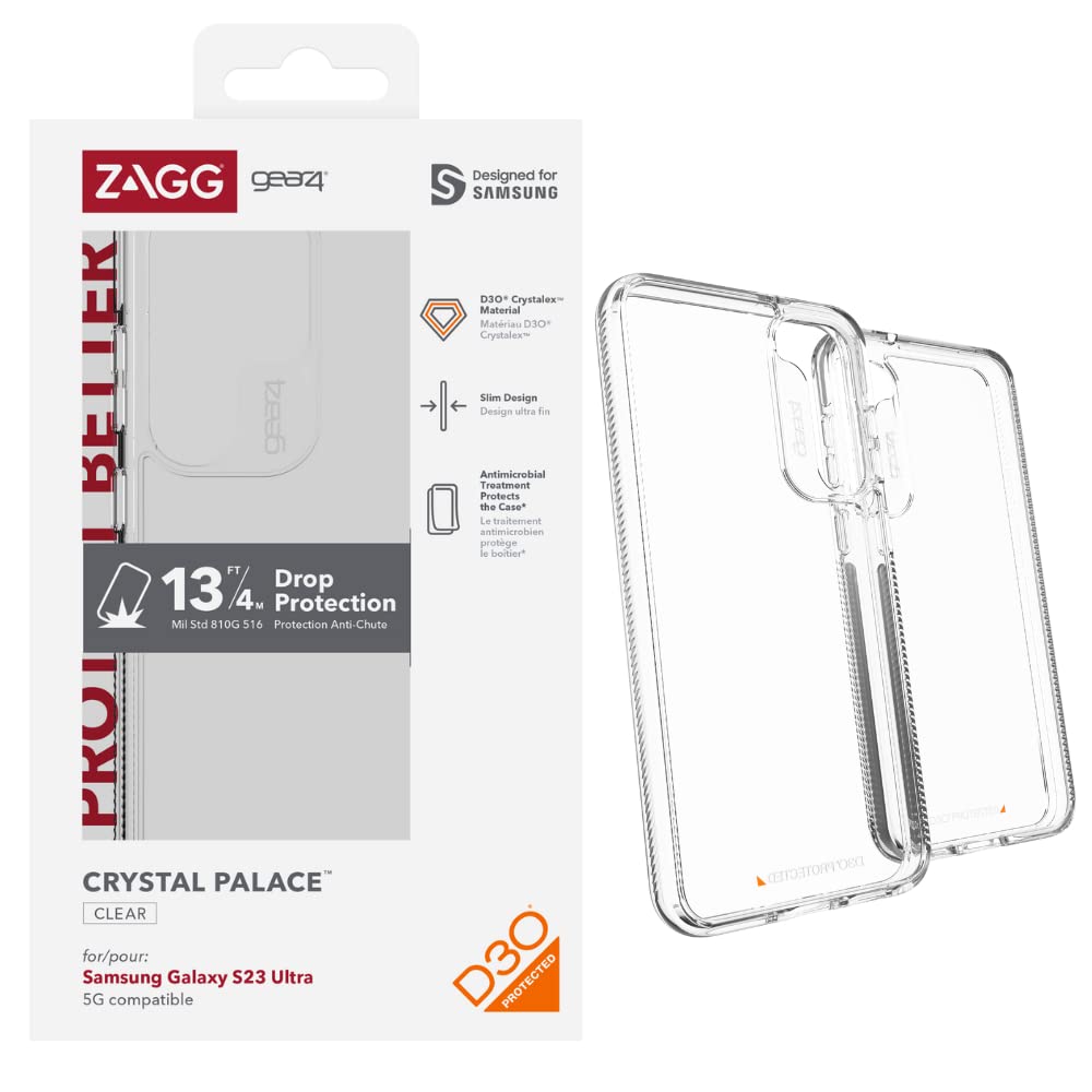 Gear4 Crystal Palace D30 Protective Case for Samsung Galaxy S23 Ultra, 6.8in, Slim, Shockproof, Wire