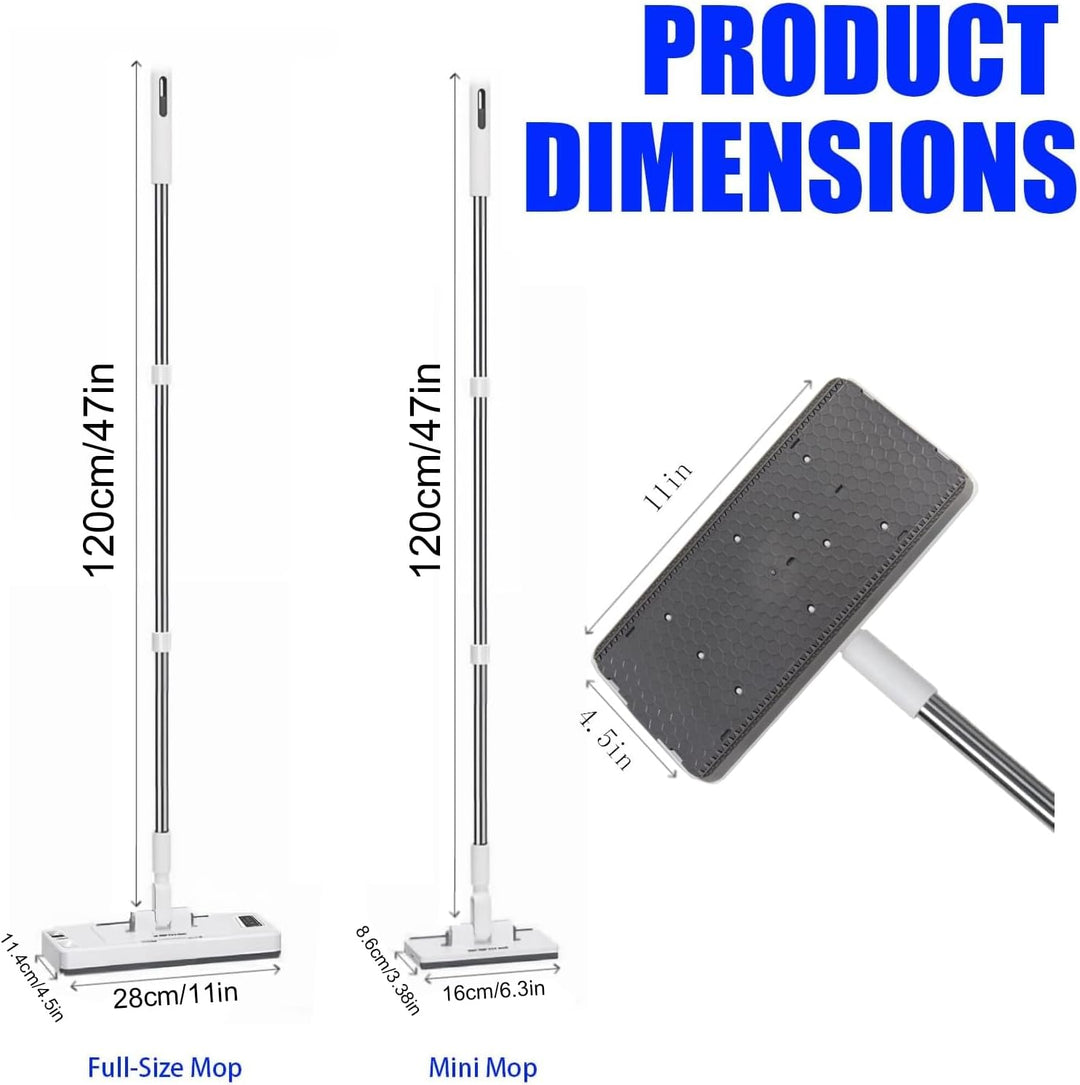 Wischmopp mit Druck-Klemm-System mit Mini Mop 120cm 2-in-1 kontaktlos Mop Leichtgängiges Schnappklem