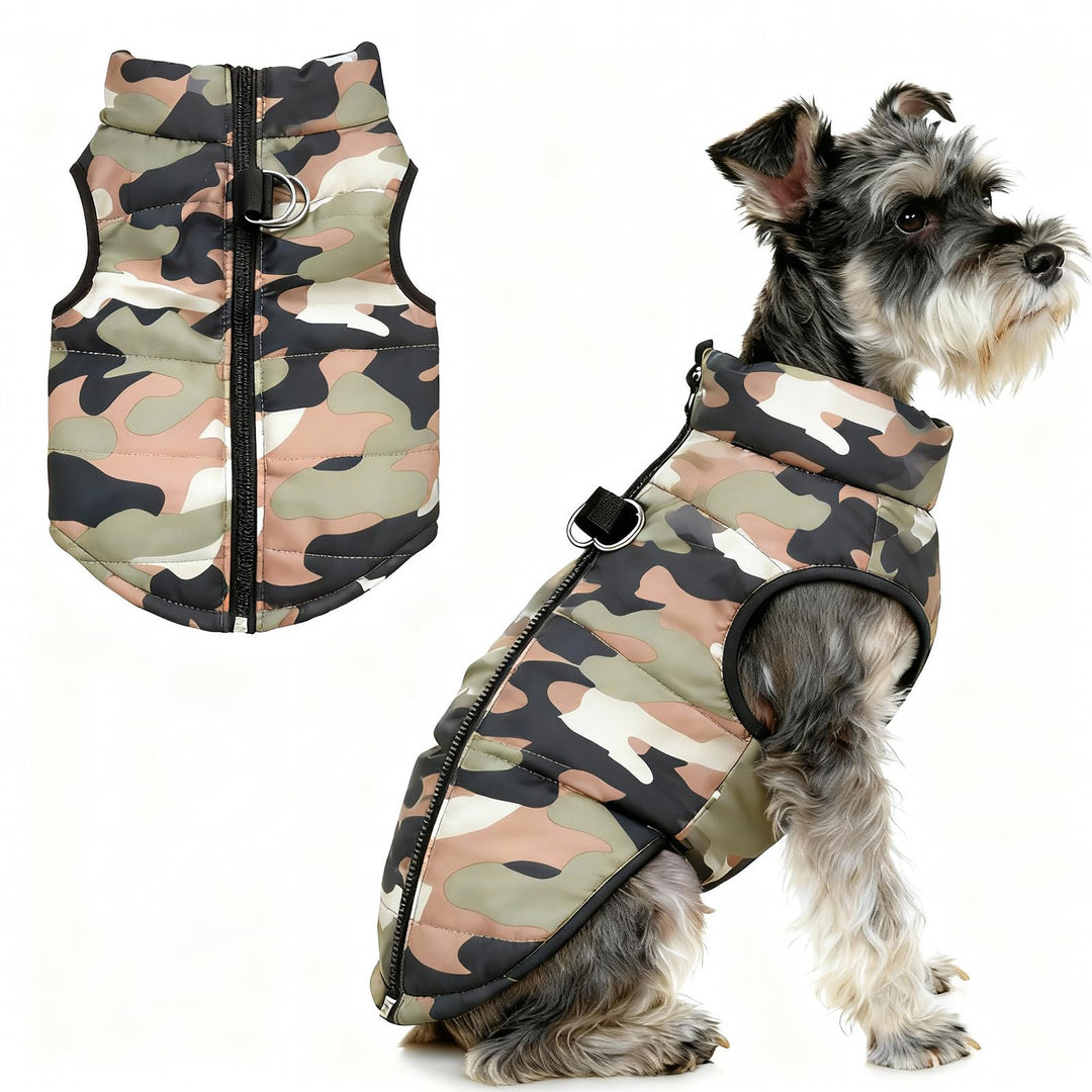 Hundemantel Winter Hundejacke Warme Hundemantel für Kleine Hunde Winddichte Hundeweste mit Geschirr