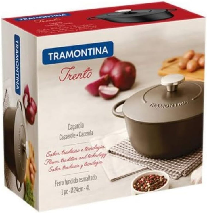 Tramontina Trento Bräter, Schmortopf aus Gusseisen, 24 cm, 4 Liter, Schwarz, 24 cm