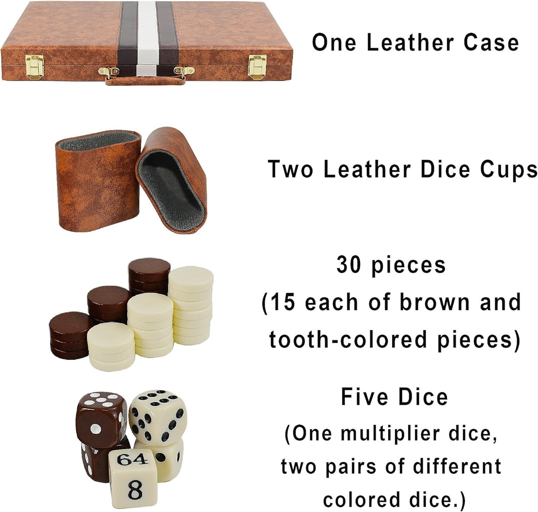 Backgammon Set 15" Klassisches Backgammon Brettspiel Tragbares Reise Strategie Backgammon Spiel Set