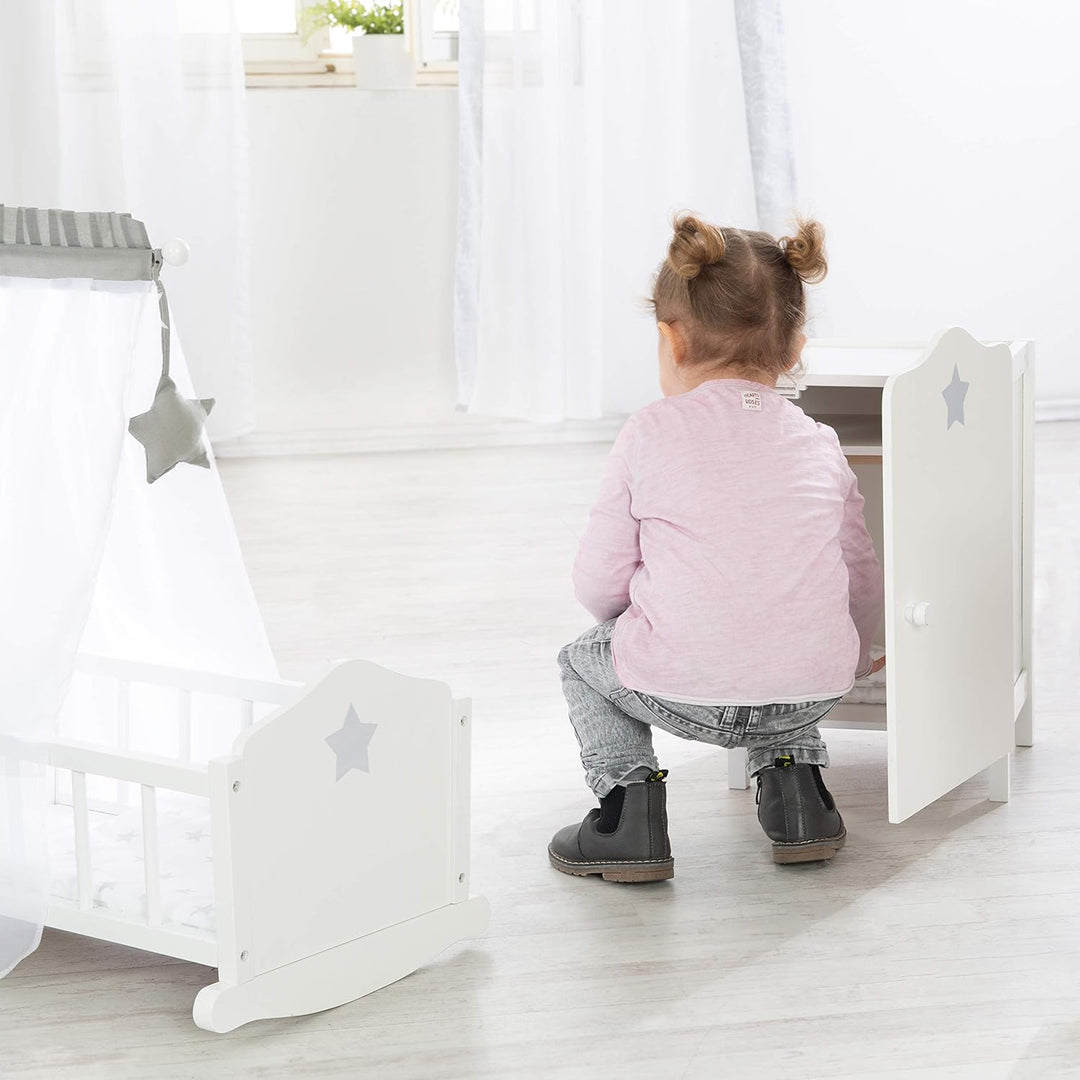 roba Puppenkleiderschrank 'Stella', zum Verstauen von Puppenkleidung und Zubehör, weiss lackiert, Pu
