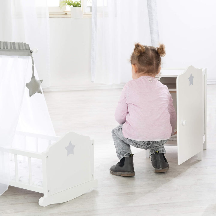 roba Puppenkleiderschrank 'Stella', zum Verstauen von Puppenkleidung und Zubehör, weiss lackiert, Pu