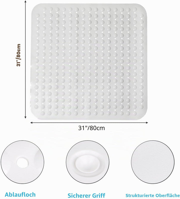 Duschmatte rutschfest 80x80, Duschmatte, rutschfest Duscheinlage mit Saugnäpfen, Antirutschmatte Dus