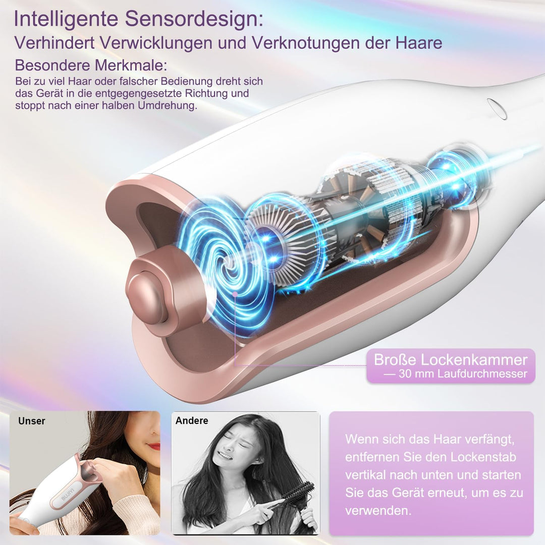 Lockenstab Automatisch,Lockenstab Grosse Locken mit mit 4 Temperatureinstellungen und 3 Heizzeitopti