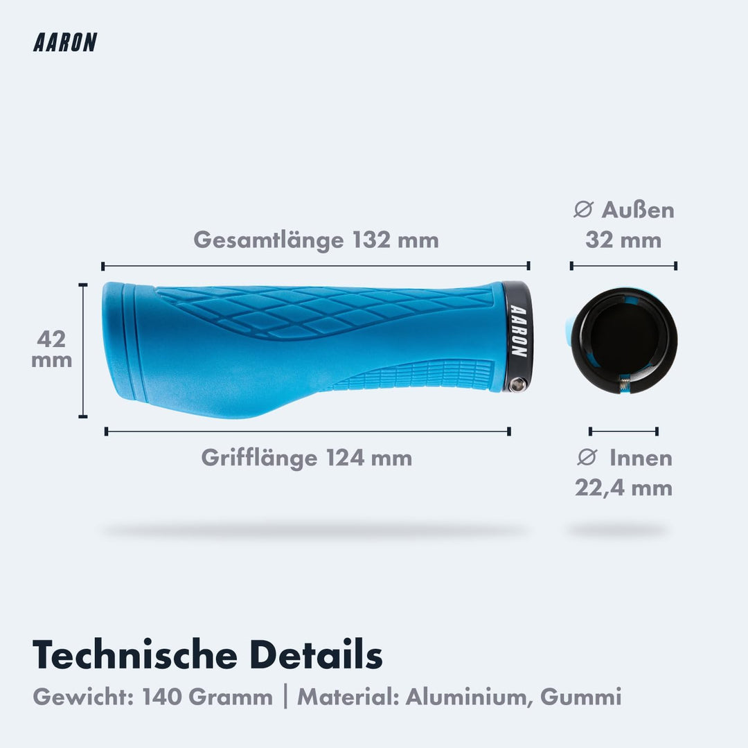 AARON Fit Fahrradgriffe mit dämpfender Auflagefläche - ergonomische Lenkergriffe aus rutschfestem Gu